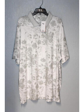NEW Puma MATTR Men's 3XL Rose Golf Polo White Glow / Ash Grey 628829-05 / NWT